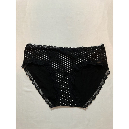 Jenni Lace Trim Hipster Underwear Black Dot L