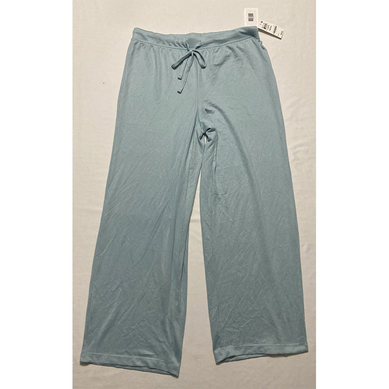 Jenni Solid Ribbed Pajama Pants Blue M