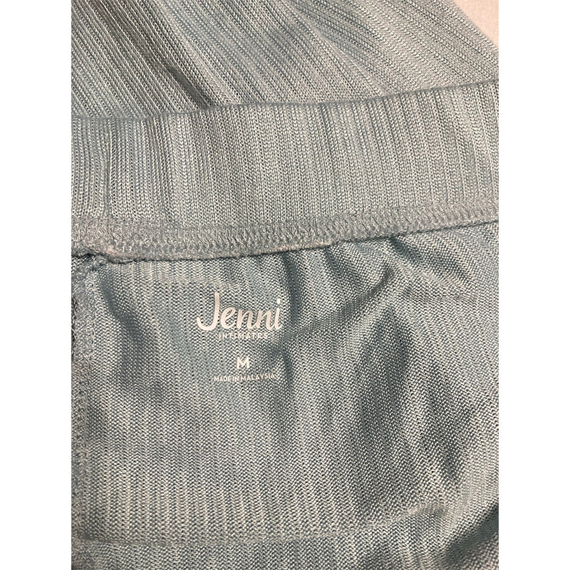 Jenni Solid Ribbed Pajama Pants Blue M