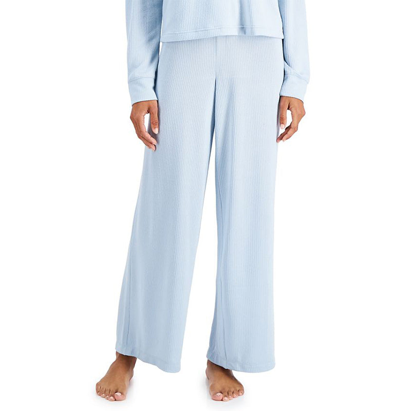 Jenni Solid Ribbed Pajama Pants Blue M