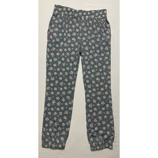 Roudelain Pajama Pants Elastic Band Grey Floral L