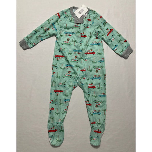 Family Pajamas Unisex Kid's Footed Pajama Holiday Aqua 18 M