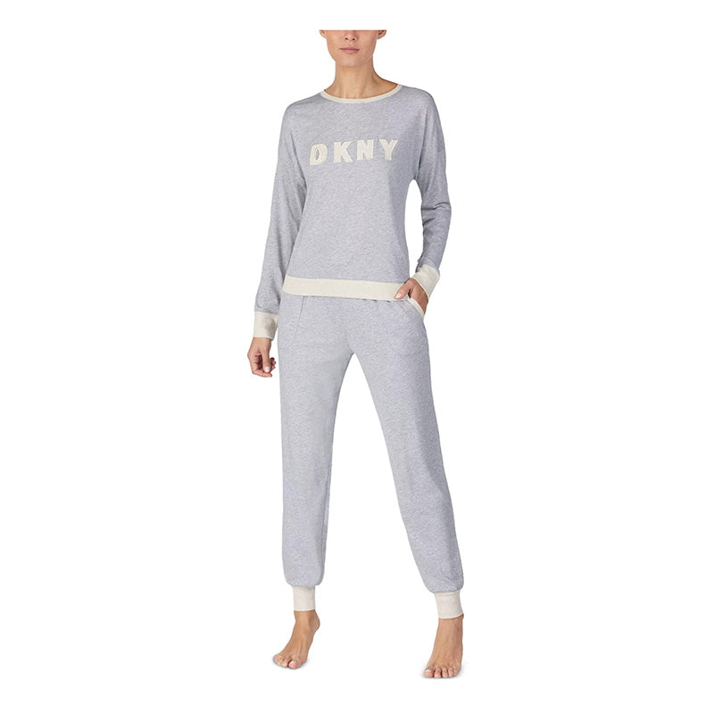 NWD DKNY Sets Gray Elastic Band Logo Graphic Long Sleeve L