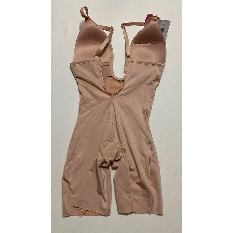 NWD SPANX Suit Your Fancy MidThigh Bodysuit Champagne Beige XS