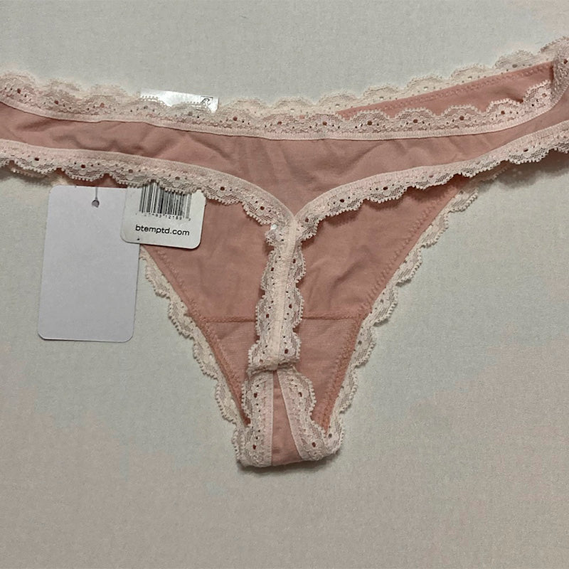 NWD b.tempt'd Inspired Eyelet Thong Panty, Rose Smoke S