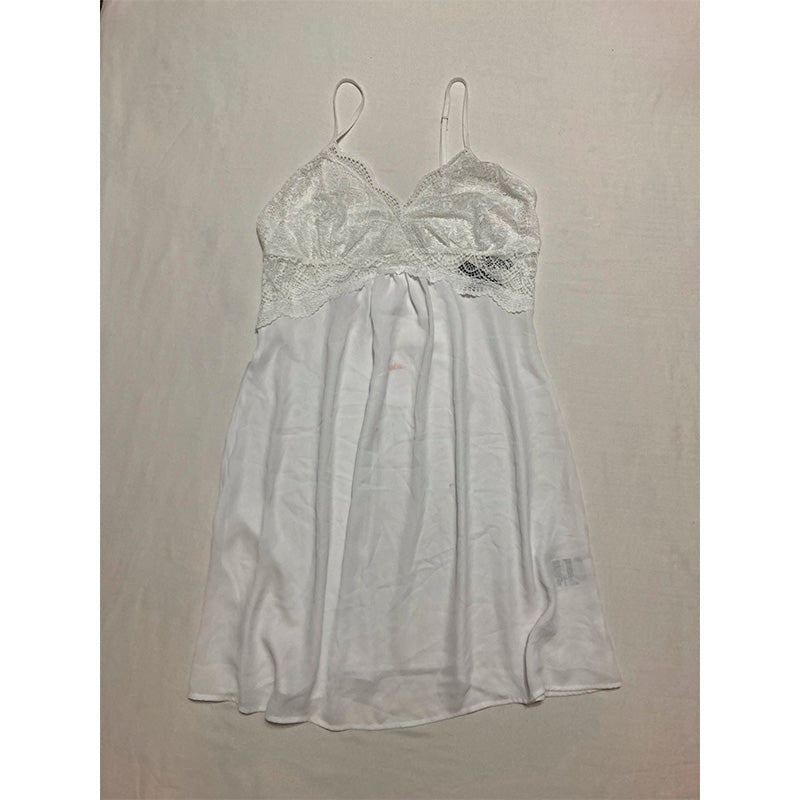 NWD INC Lace & Chiffon Nightgown Lingerie White M