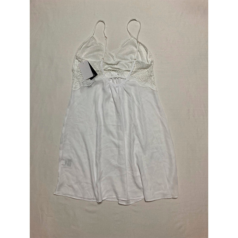 NWD INC Lace & Chiffon Nightgown Lingerie White M