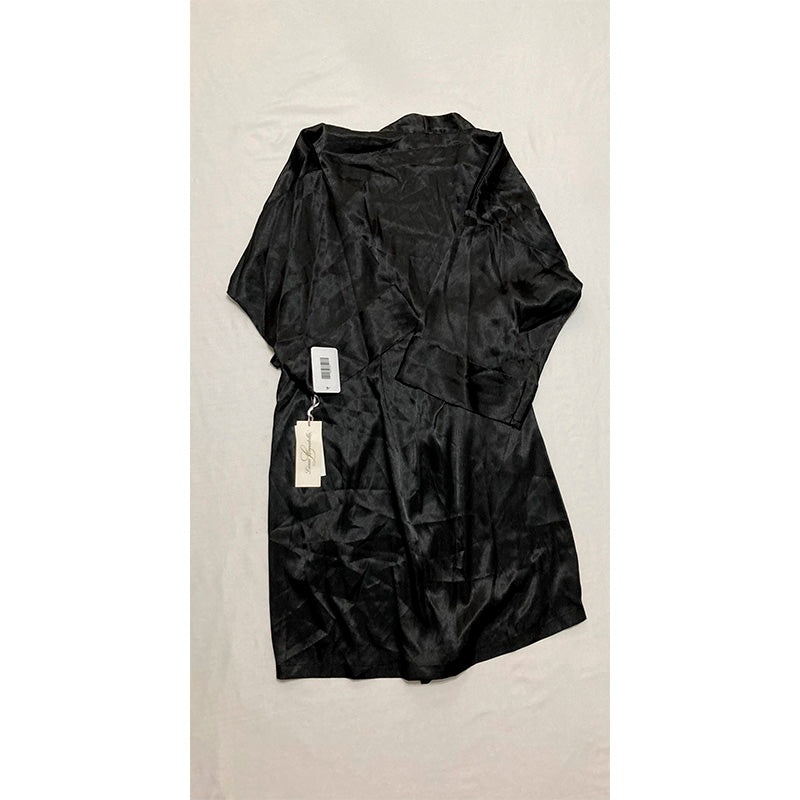 NWD Linea Donatella Satin Wrap Robe Black S/M