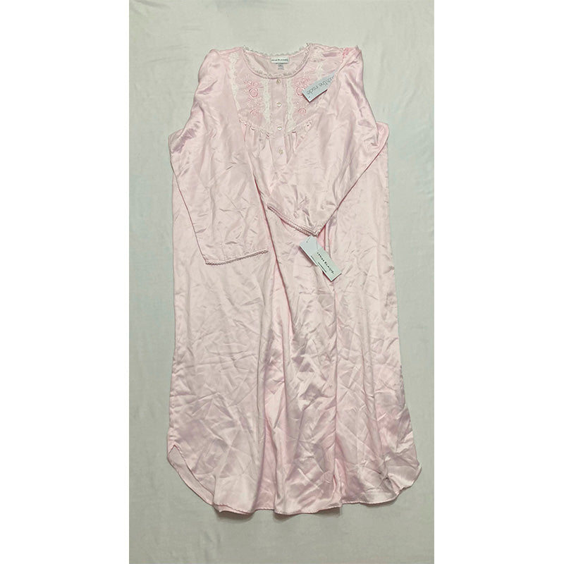 NWD Miss Elaine Long-Sleeve Lace-Trim Nightgown Pink XL