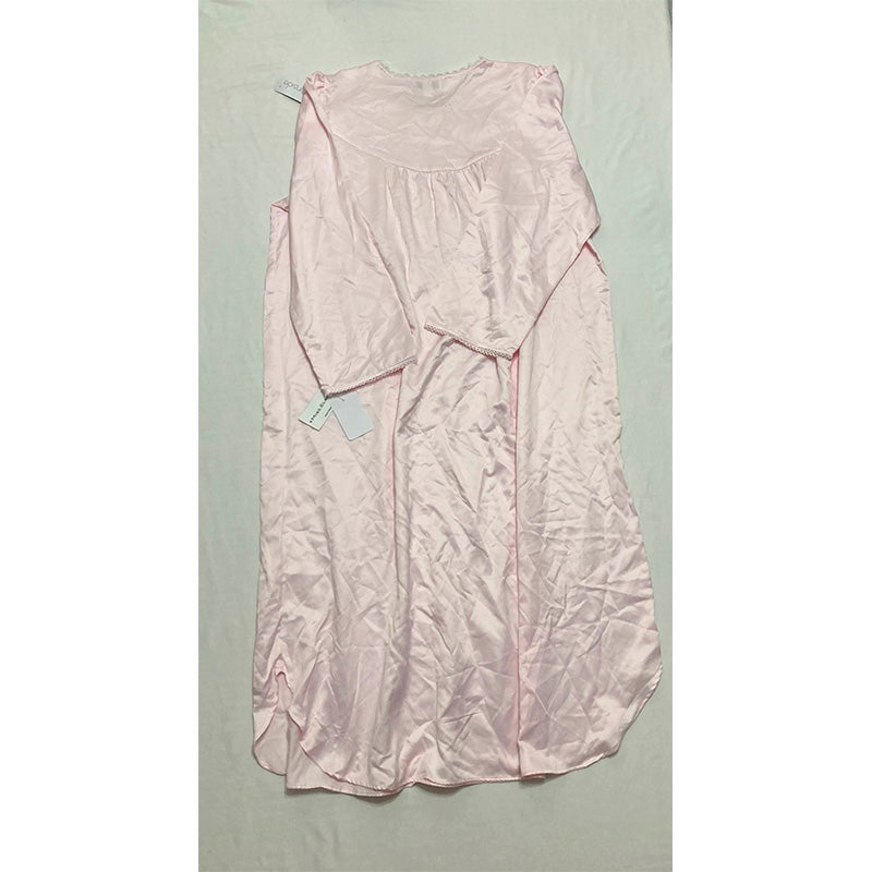 NWD Miss Elaine Long-Sleeve Lace-Trim Nightgown Pink XL