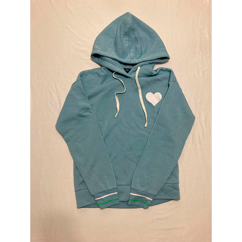 NWD Aqua Heart Graphic Fleece Hoodie Blue S