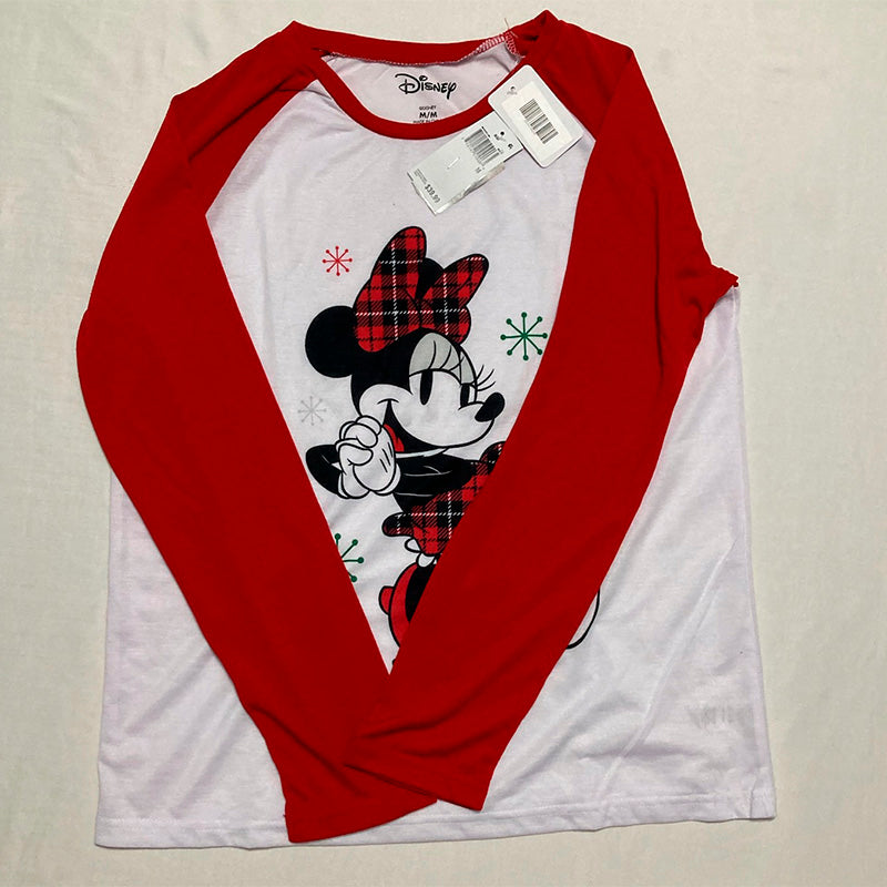 Disney Pajama Top Long Sleeve White and Red M