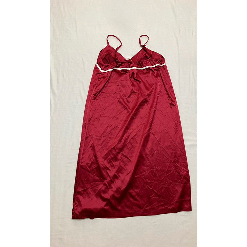 Ekouaer Pajama Dress Burgundy L