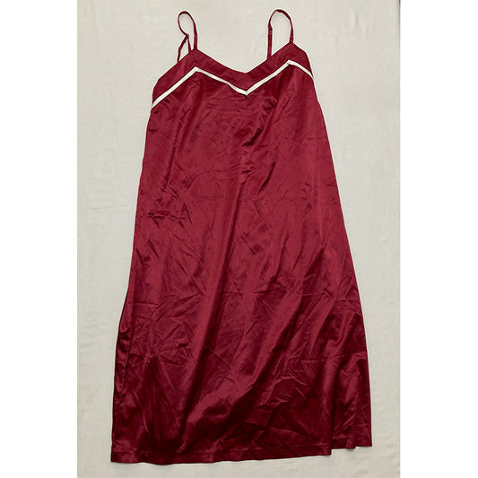 Ekouaer Pajama Dress Burgundy L