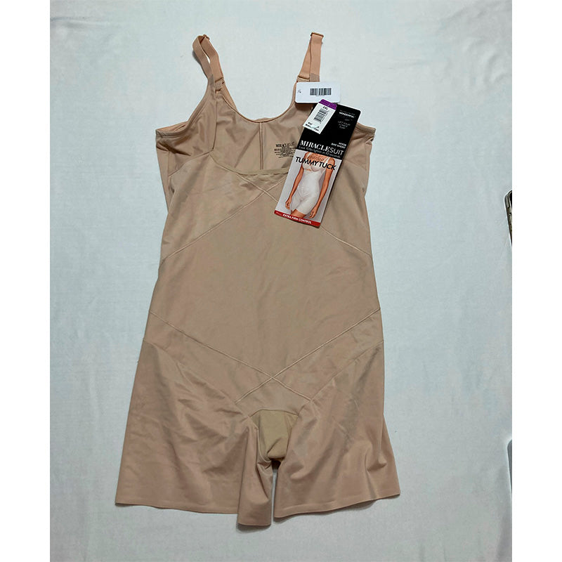 NWD Miraclesuit Firm Tummy Tuck Open Bust Bike Shorts Beige 2XL