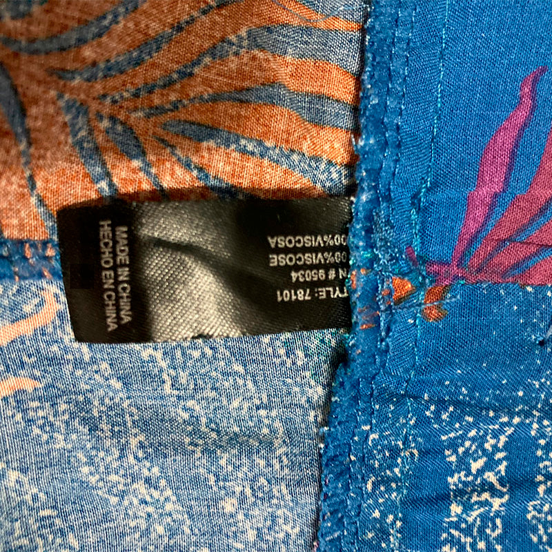 Unbranded Pajama Pants Waist Band Blue Palm S