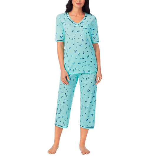 NWD Cuddl Duds Printed Sleeve Top & Capri Pants Pajama Set M