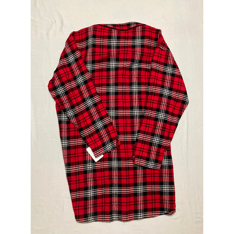 Charter Club Cotton Plaid Flannel Nightshirt Red L