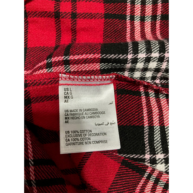 Charter Club Cotton Plaid Flannel Nightshirt Red L