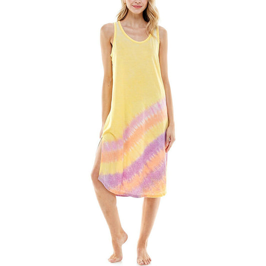 Roudelain Tie-Dyed Sleeveless Nightgown Yellow XL