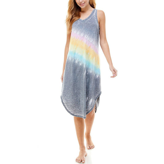 Roudelain Tie-Dyed Sleeveless Nightgown Gray  M