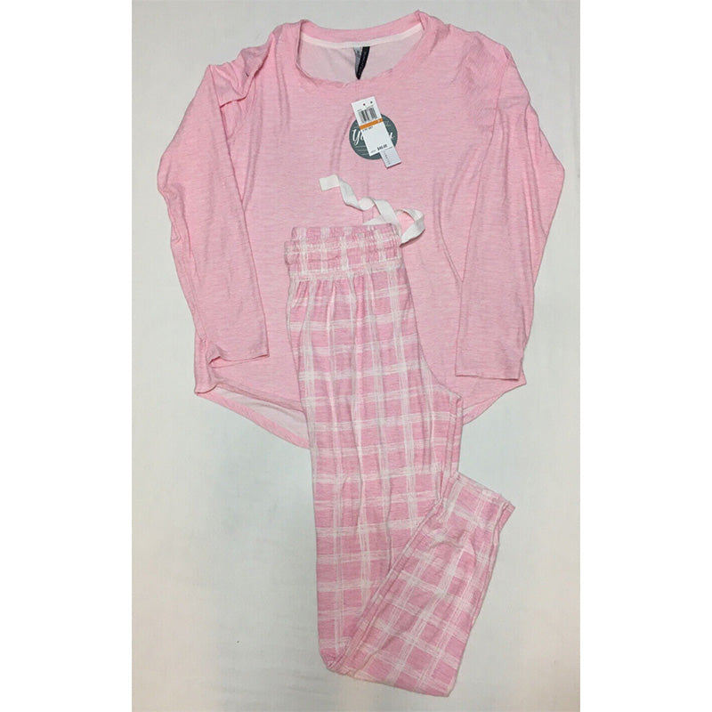Jaclyn Intimates Printed Long-Sleeve Top & Pajama Pants Set Pink S