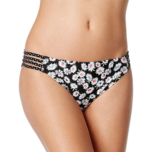 California Waves Daisy Duke Floral Print Strappy Bikini Bottoms Multicolor S