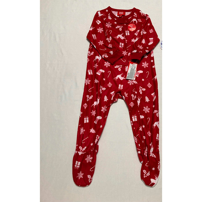 Family PJ Matching Baby Merry One-Piece Footed Red 18M