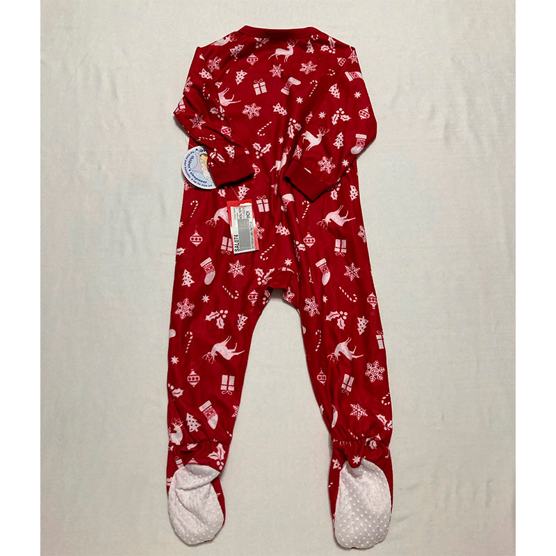 Family PJ Matching Baby Merry One-Piece Footed Red 18M