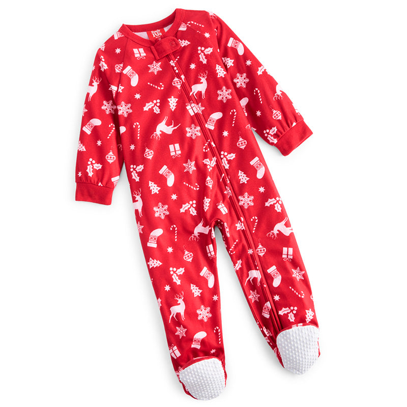 Family PJ Matching Baby Merry One-Piece Footed Red 18M