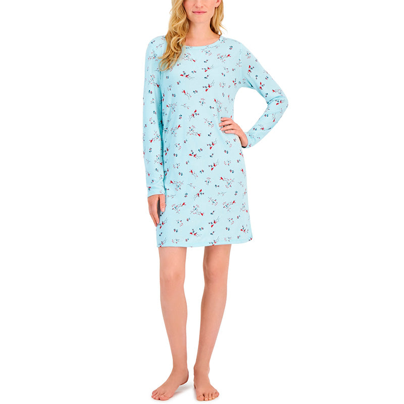 Charter Club Printed Long-Sleeve Sleepshirt Cardinal L