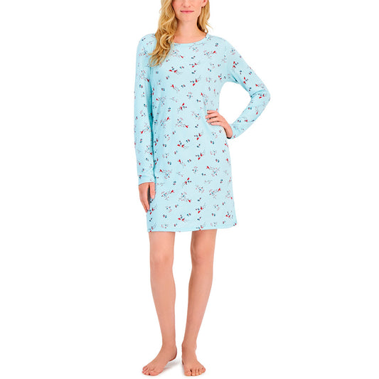 Charter Club Printed Long-Sleeve Sleepshirt Cardinal L