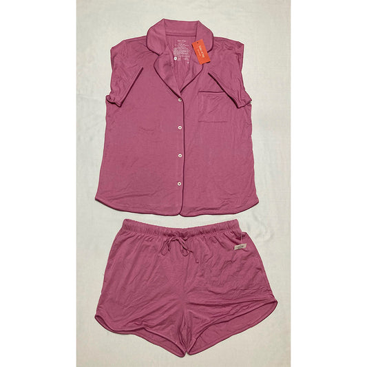 State Of Day Pajama Set Notch Collar Purple S