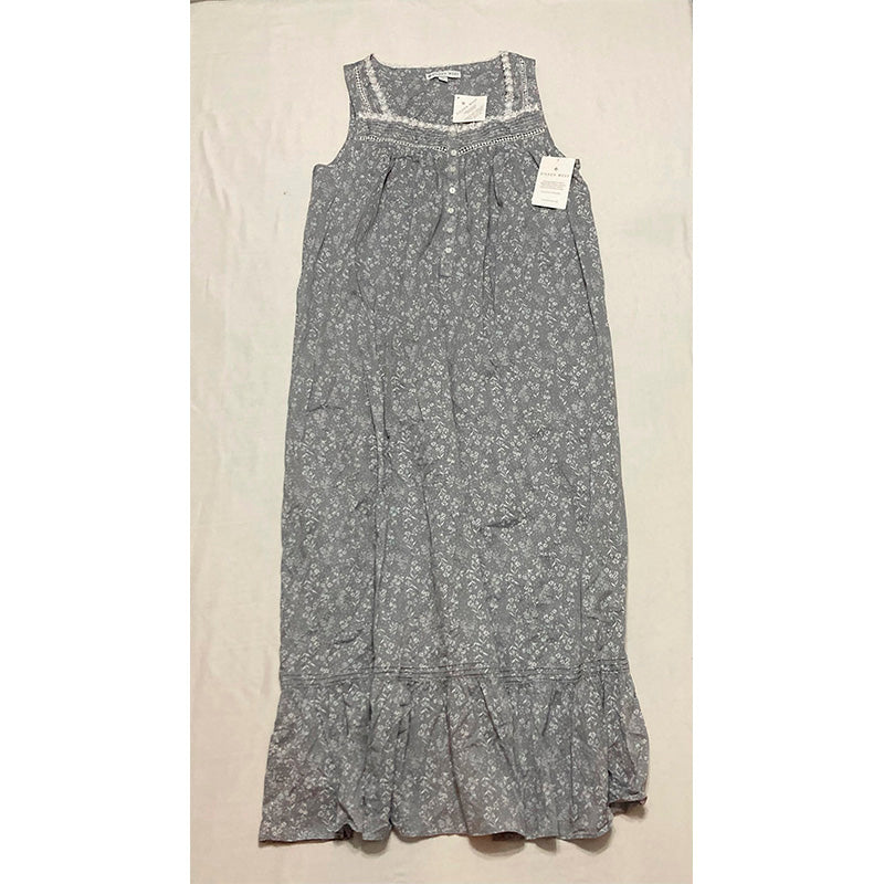 Eileen West Woven Sleeveless Ballet Nightgown in Misty Grey Chambray (Small)