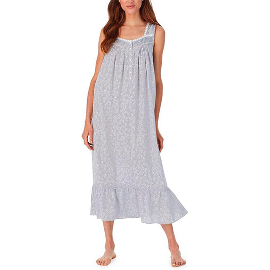 Eileen West Woven Sleeveless Ballet Nightgown in Misty Grey Chambray (Small)