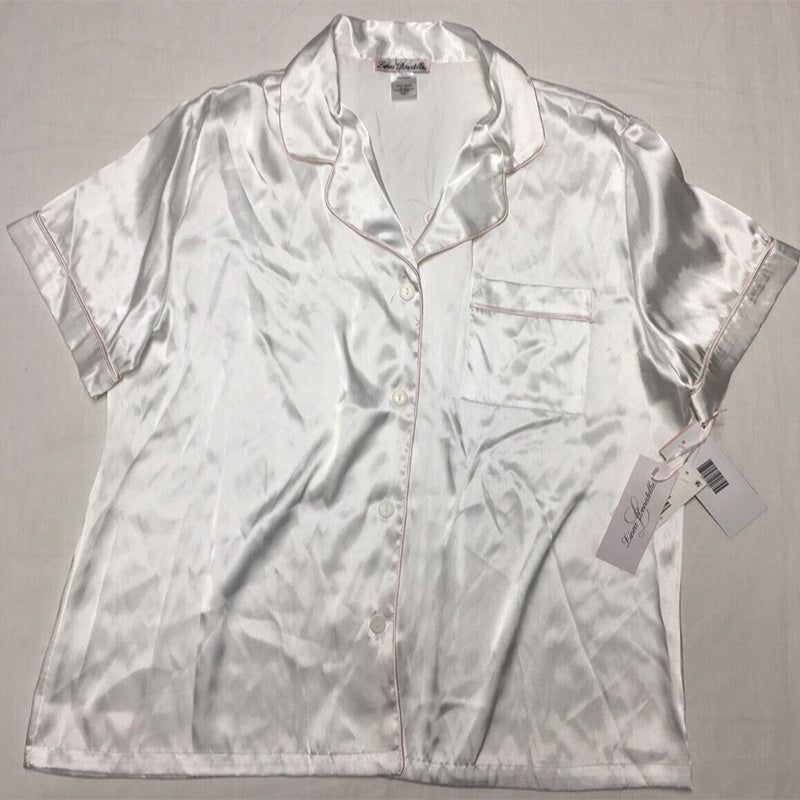 Linea Donatella Bride Embroidered Pajama Top Silver L