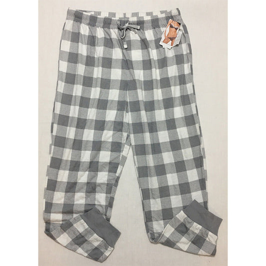 Family Pajamas Men Printed Cotton Flannel Pajama Pants Gray L