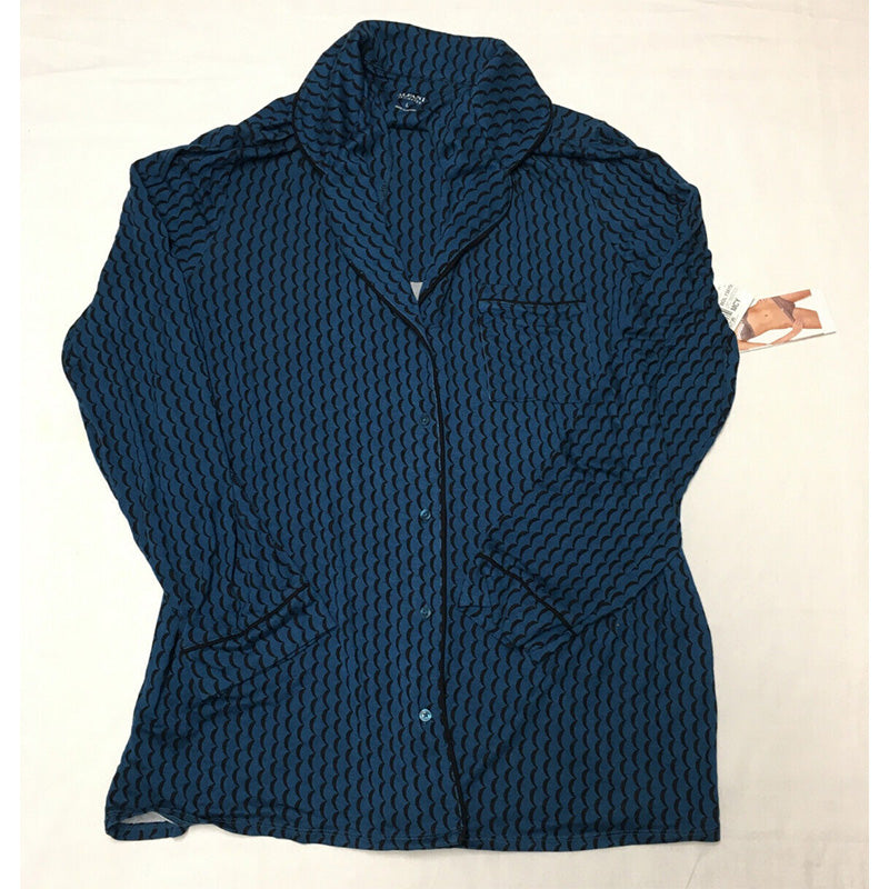 Alfani Printed Ultra-Soft Pajama Top Blue L