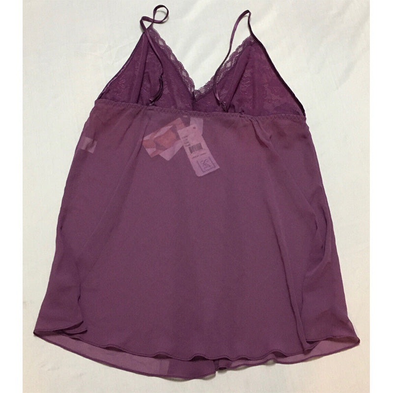 Linea Donatella Siren Satin Babydoll Nightgown Purple XL