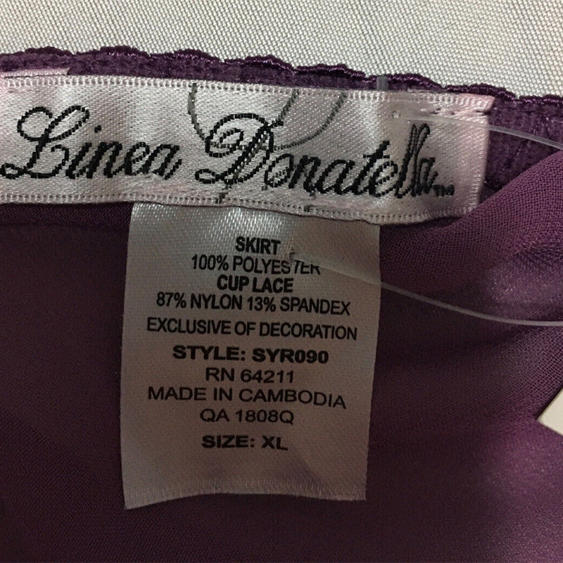 Linea Donatella Siren Satin Babydoll Nightgown Purple XL