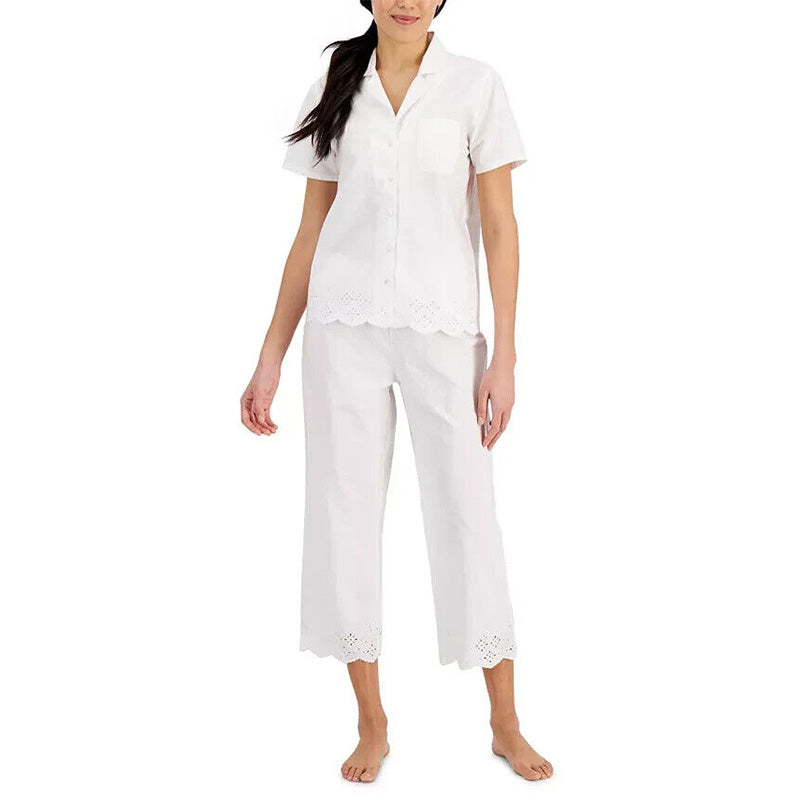 NWD Charter Club Cotton Capri Pants Pajama Set White S