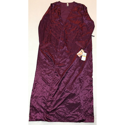 NWD Flora by Flora Nikrooz Stella Satin Venise Trim Robe Burgundy S