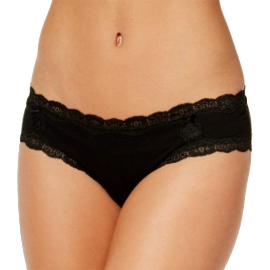 Jenni Cotton Lace Trim Bikini, Black XS