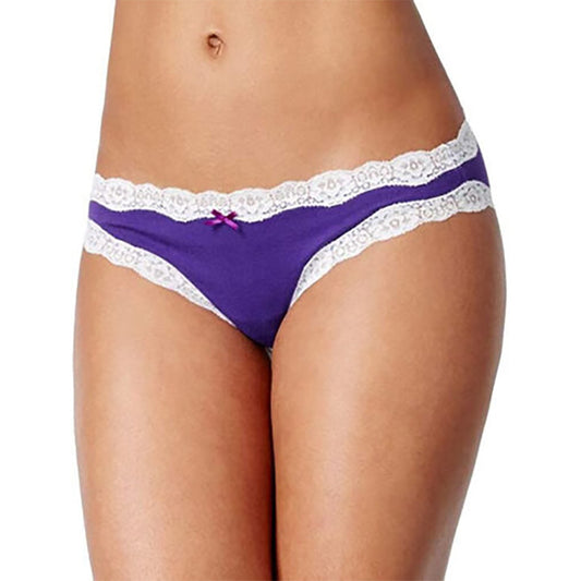 Jenni by Jennifer Moore Women's Cotton Lace Trim Bikini Purple XXL