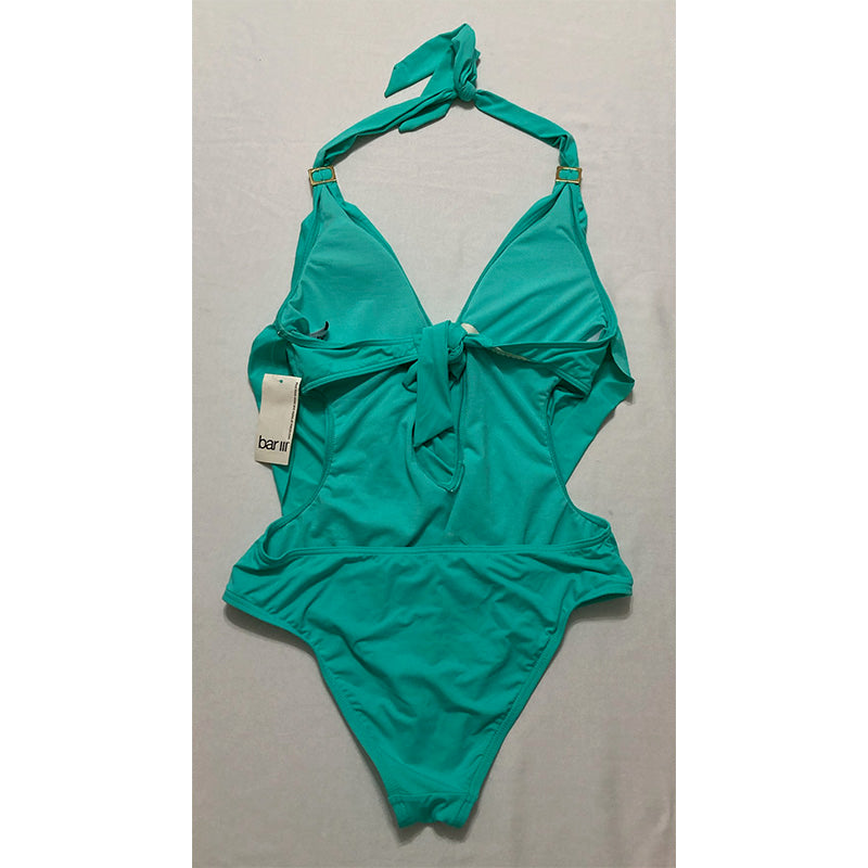 Bar III Draped Monokini One-Piece Swimsuit Aqua M