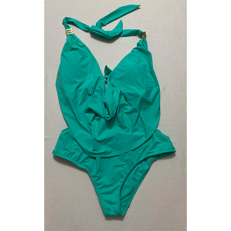 Bar III Draped Monokini One-Piece Swimsuit Aqua M