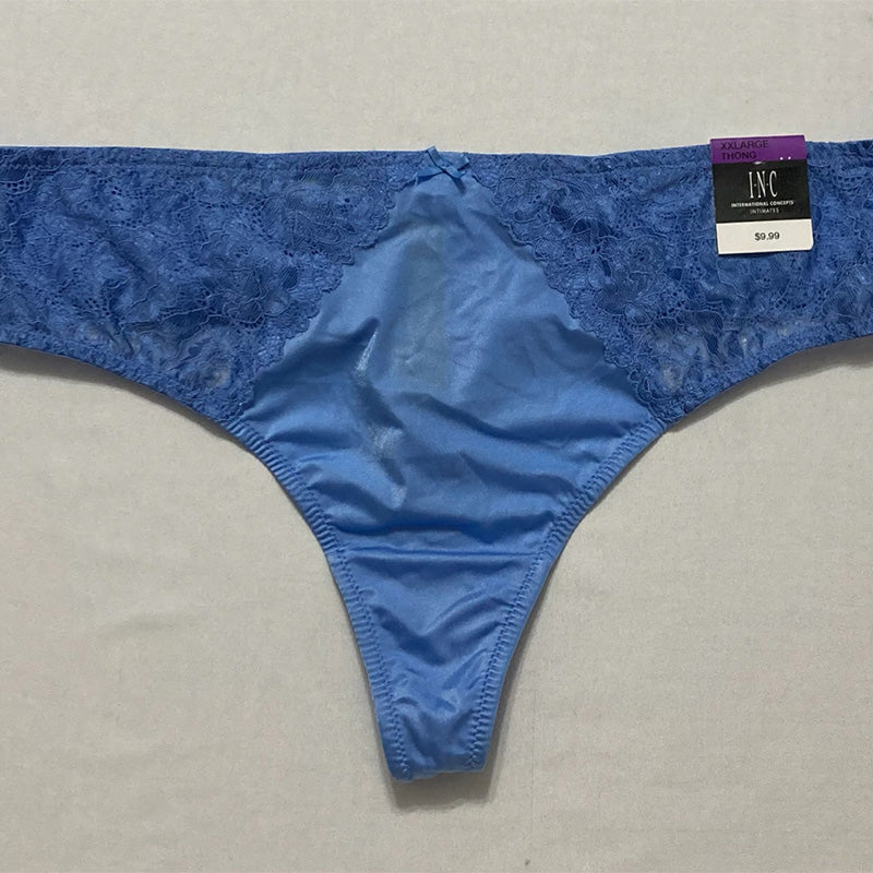 INC Smooth Lace Thong Blue 2XL