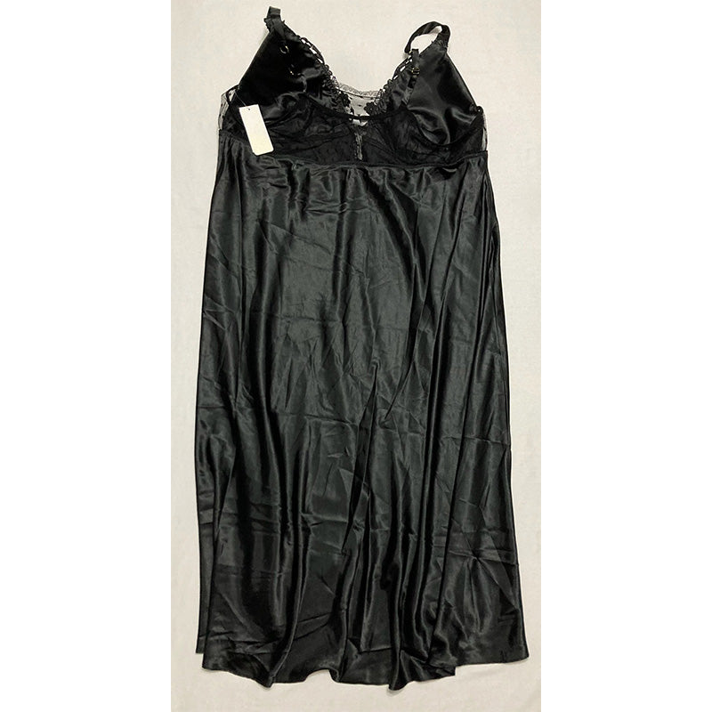 Flora Intimates Black Polyester Solid Sleepwear Nightgown Black 2X