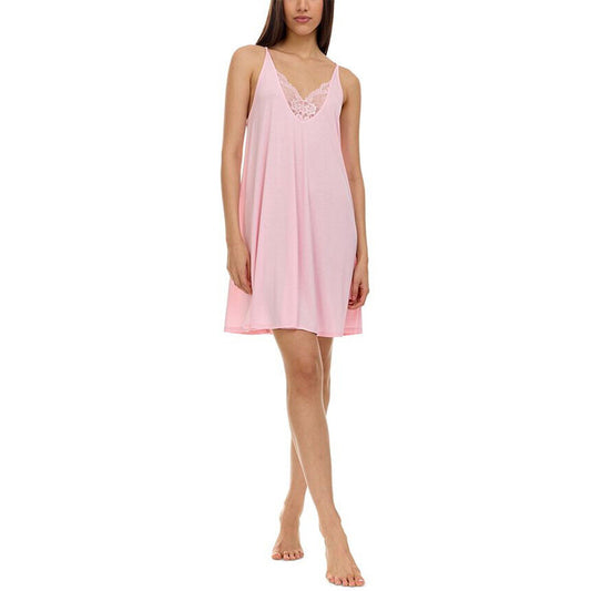 Flora by Flora Nikrooz Lace-Trim Gi Knit Chemise Pink M