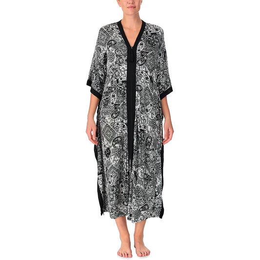 ELLEN TRACY  Long Butterfly Caftan Nightgown Paisley Small-Medium